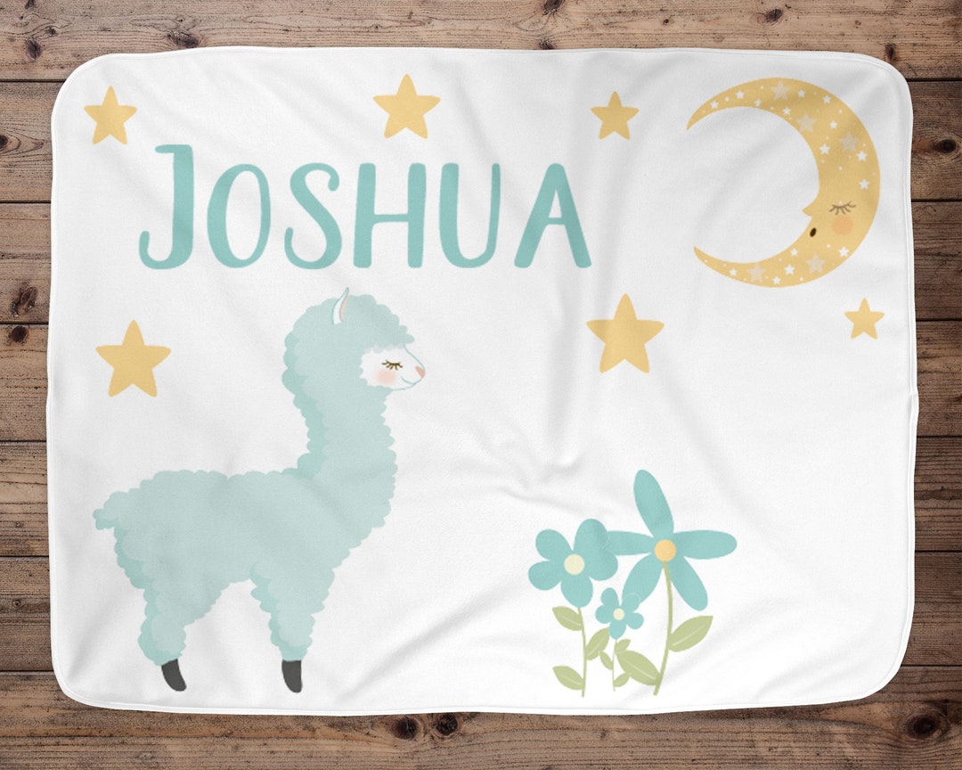 Llama Custom Baby Blanket, Baby Blanket, Name Baby Blanket, Llama Baby