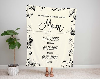 Personalized Custom Rustic My Greatest Blessings Mom Blanket Mothers Day Child Name Gift For Mom, Personalize Name Blanket Mother Gift Idea