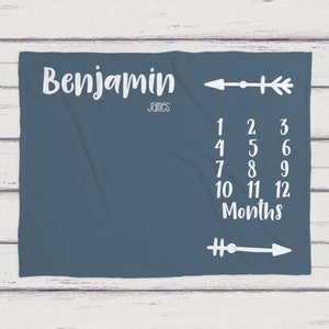 Personalized Boho Arrow Custom Name Milestone Blanket, Custom Boho Arrow Baby Photo Prop Idea, Boho Boy Milestone Blanket, Boy Milestone