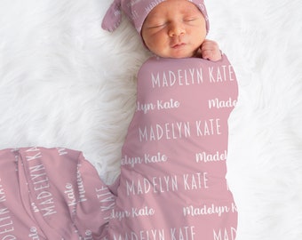 Personalized Baby Girl Custom Pink Name Swaddle For Newborn Baby, Pink Newborn Baby Photo Prop, Newborn Baby Girl Custom Name Swaddle Gift