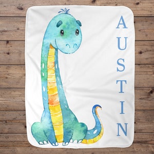 Personalized Baby Boy Blanket, Baby Blanket, Name Baby Blanket, Unique Baby Gift, Dino Baby, Dinosaur Blanket, Longneck Blanket, Dinosaur