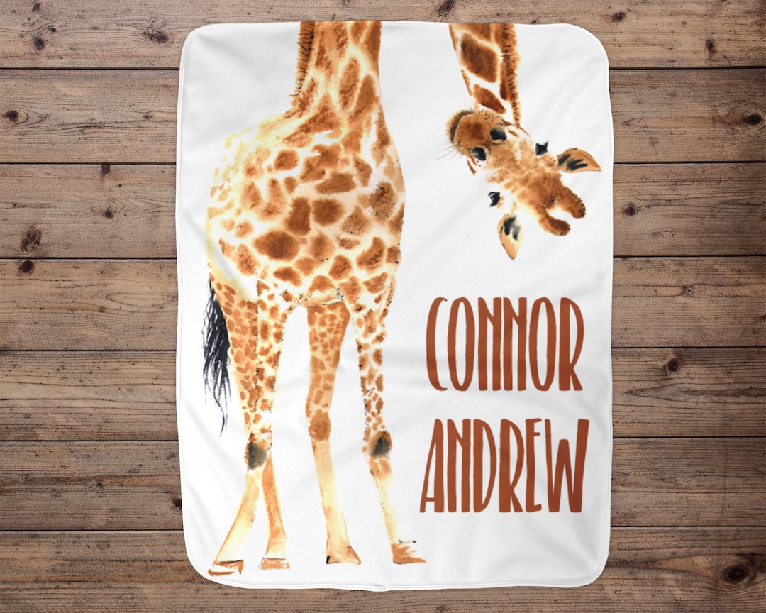 Giraffe Personalized Baby Boy Blanket, Baby Blanket, Name Baby Blanket,  Baby Gift, Giraffe, Blankets, Blanket Boy,blue, Name, Funny, Safari