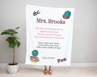Customized Teacher Class Blanket, Teacher gift, Personalized Teacher Gift, Personalized Teacher Gift, Teacher Appreciation Gift From Student