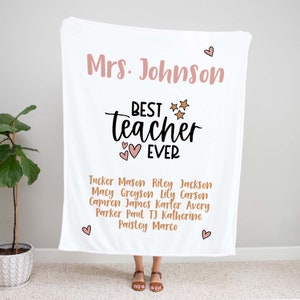 Customized Best Teacher Ever Teacher Class Blanket, Teacher gift, Personalized Teacher Gift, Personalized Teacher Gift, Teacher Appreciation