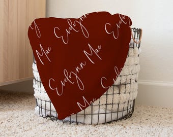 Personalized Baby Blanket, Baby Blanket, Name Blanket, Unisex Baby Gift, Rustic Red Name Blanket, Maroon Blanket, Girl, Boy, Fall, Autumn