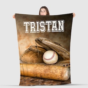Custom Kids Baseball Name Blanket, Kid Baseball Blanket, Name Baseball Blanket, Unique Kid Gift, Sport Blanket For Kids, Child Baseball Gift