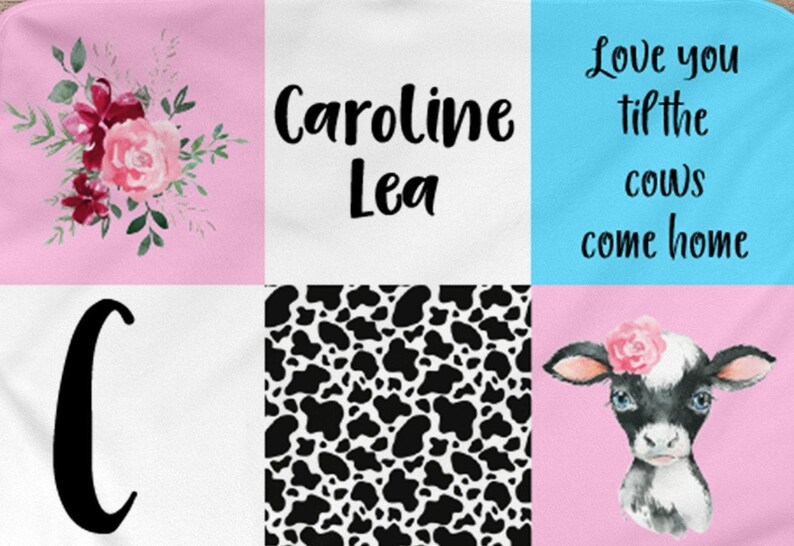 Cow Personalized Baby Blanket Baby Blanket Name Baby Etsy