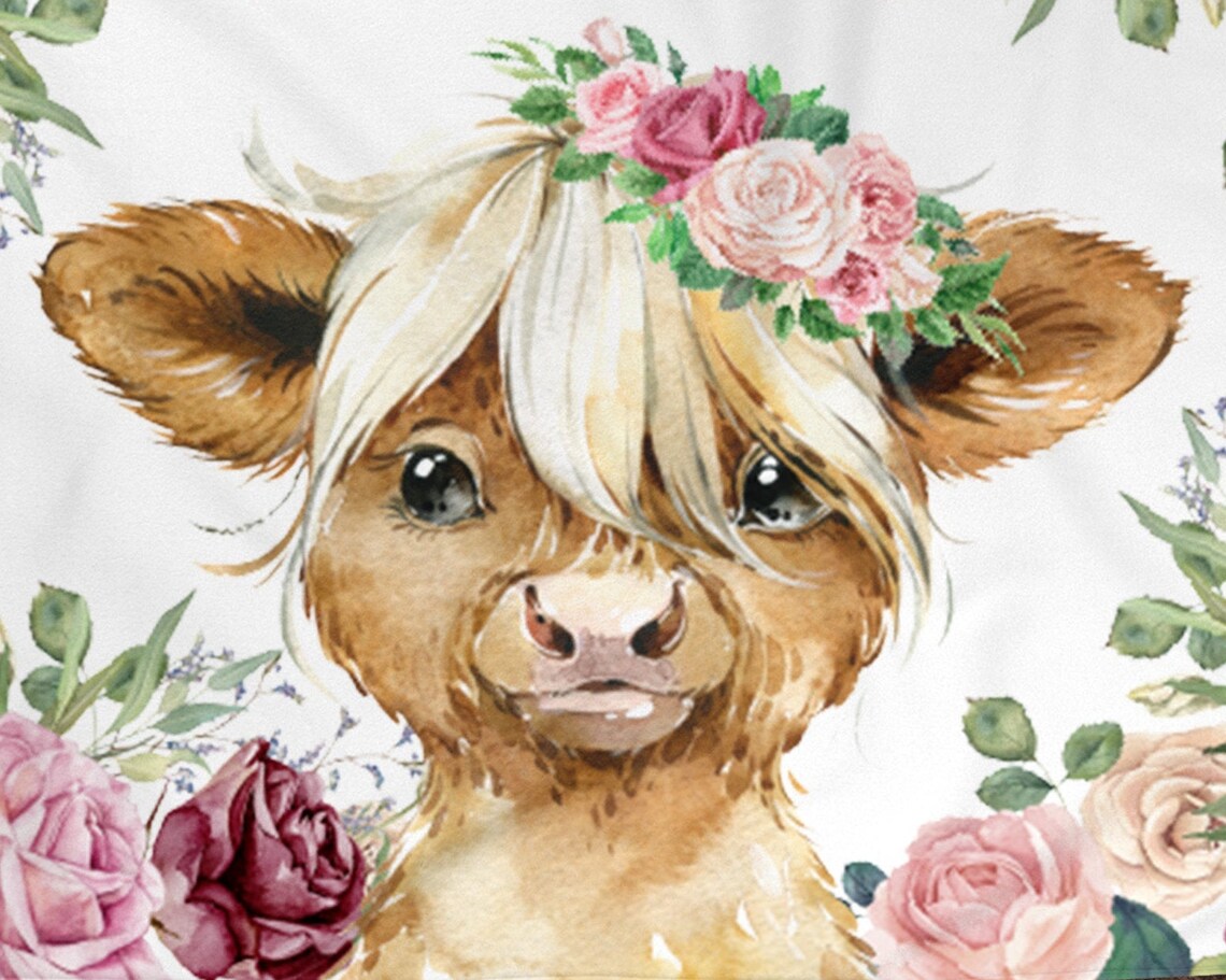 Highland Cow Personalized Baby Girl Blanket Baby Blanket Etsy