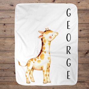 Giraffe Custom Baby Blanket, Baby Blanket, Name Baby Blanket, Unique Baby Gift, Baby, Giraffe Blanket, Safari Blanket, Baby Gift, Baby Boy