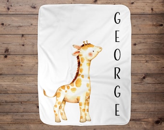 Giraffe Custom Baby Blanket, Baby Blanket, Name Baby Blanket, Unique Baby Gift, Baby, Giraffe Blanket, Safari Blanket, Baby Gift, Baby Boy