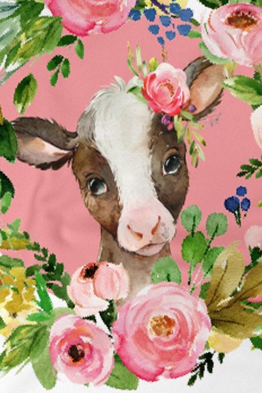 Cow Personalized Baby Girl Blanket Baby Blanket Name Baby Etsy