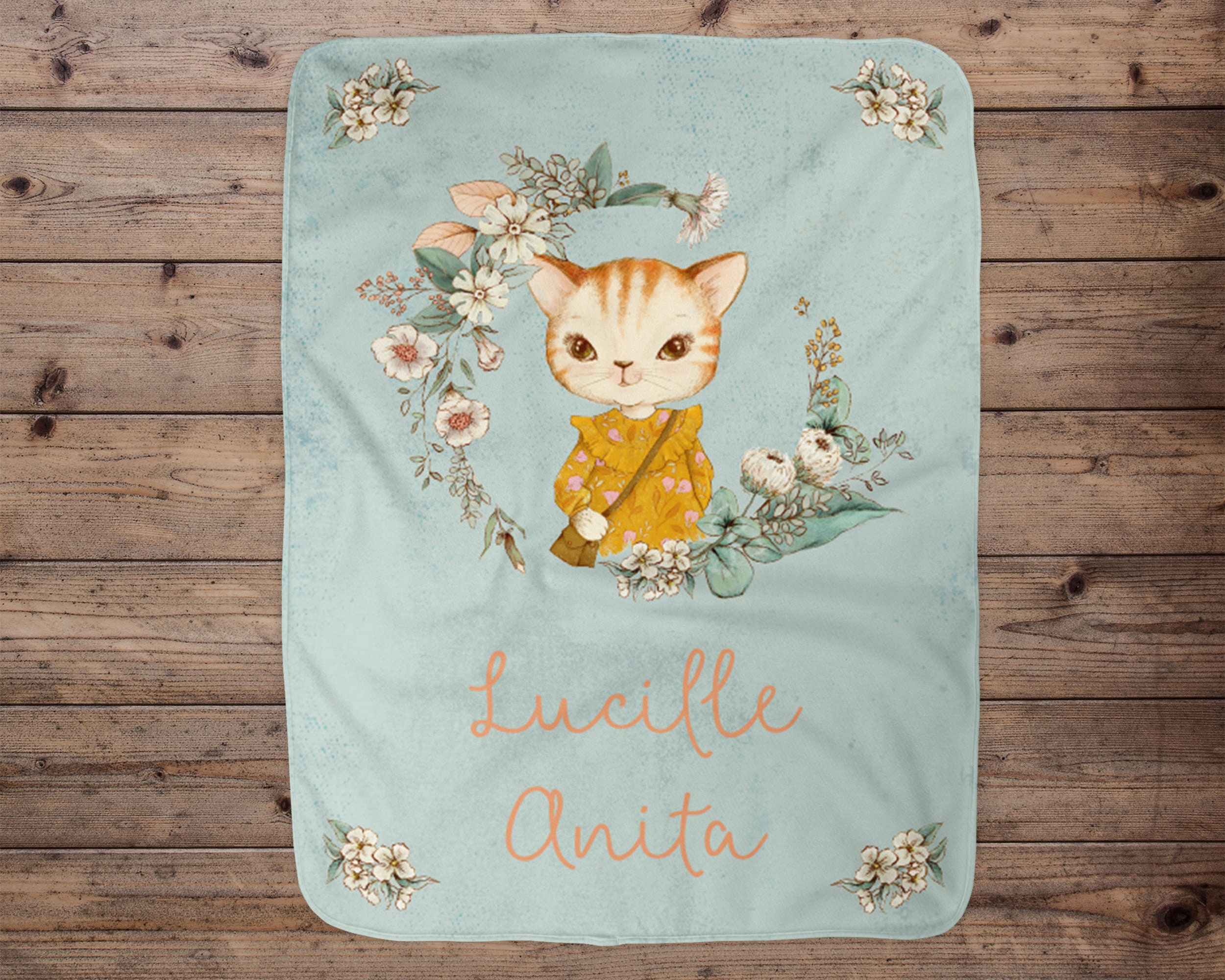 Personalized Girl Fancy Cat Name Blanket Cat Name Blanket Etsy