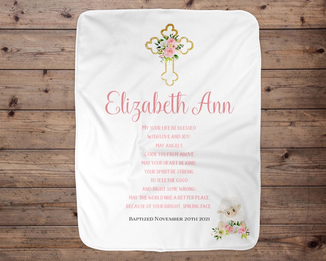 Customized Girl Baptism Blanket Gift, Baby Dedication Gift Idea