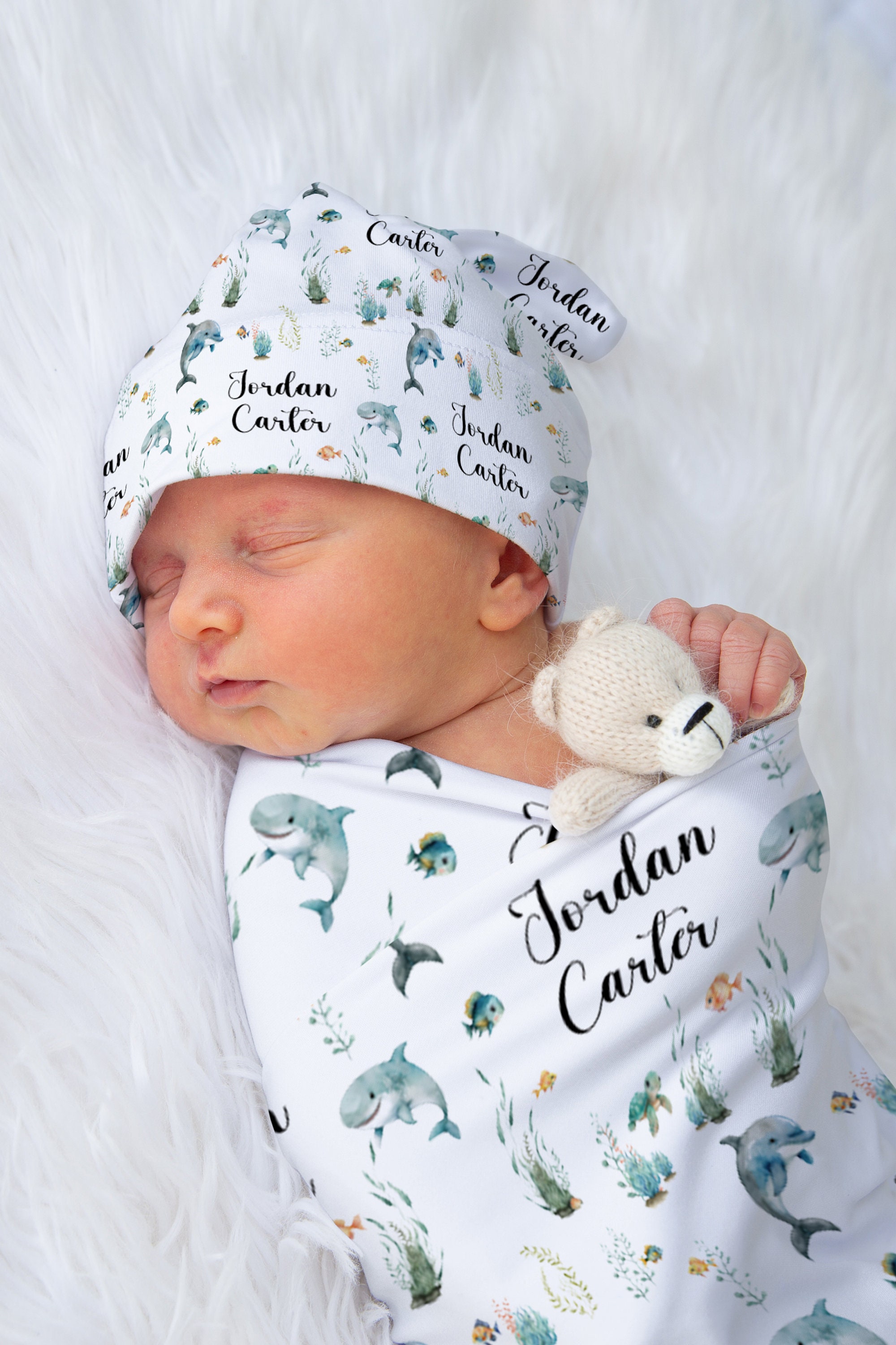 Customized Under the Sea Baby Boy Fish Swaddle Blanket Gift Idea, Ocean ...