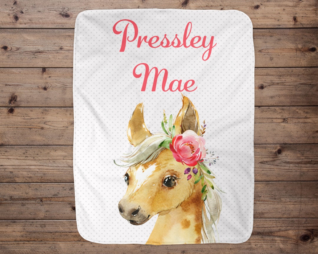 Personalized Horse Baby Blanket, Baby Blanket, Name Baby Blanket, Horse