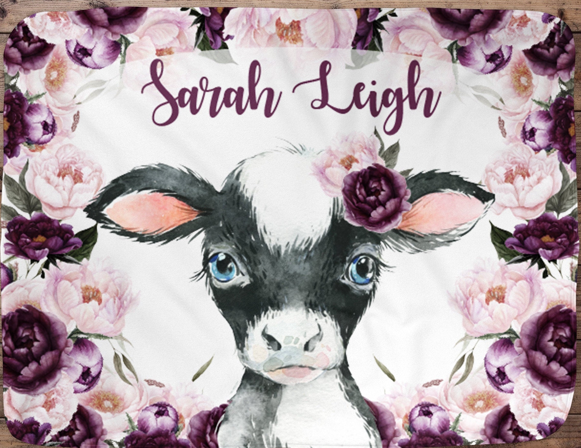 Cow Personalized Baby Girl Blanket Baby Blanket Name Baby Etsy