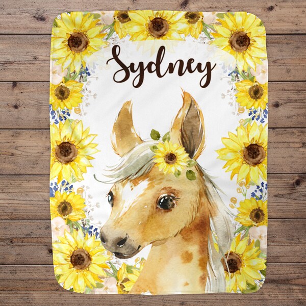 Floral Sunflower Horse Quilted Blanket NCU0PD187 main image 1