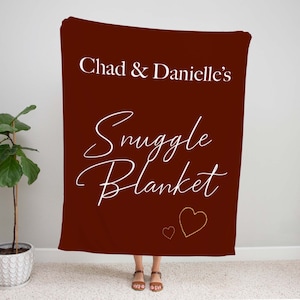 Couples Red Heart Name Snuggle Blanket Gift Valentines Gift, Personalized Newly Wed Gift, Personalized Bridle Gift, Wedding Shower Gift Idea