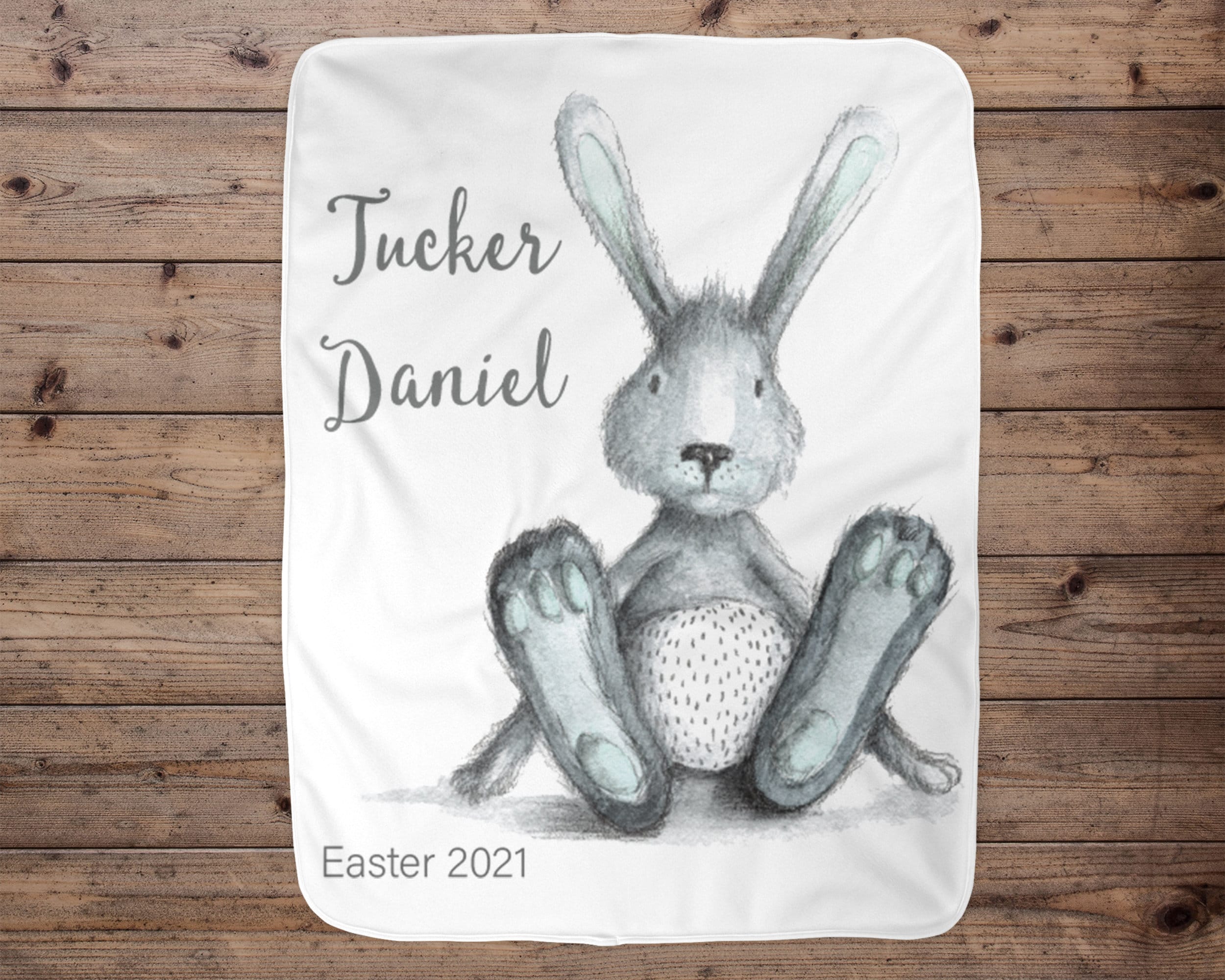Customized Easter Bunny Rabbit Name Blanket Gift Personalized - Etsy