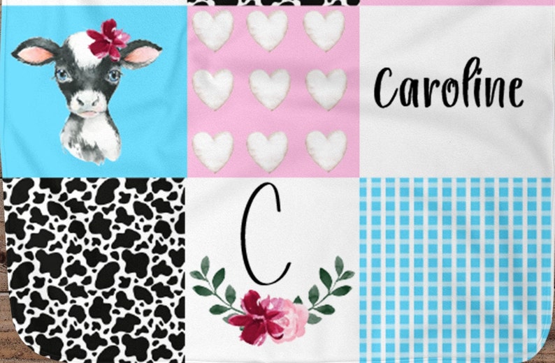 Cow Personalized Baby Blanket Baby Blanket Name Baby Etsy