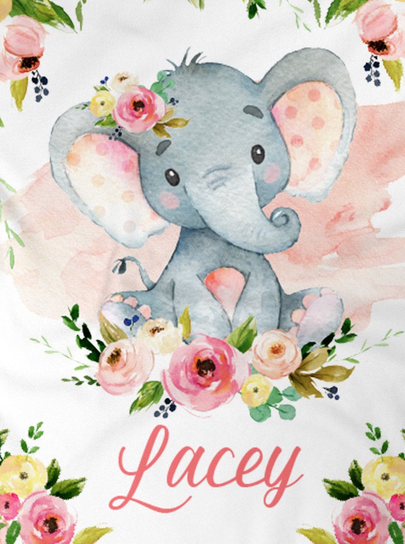Elephant Personalized Blanket Baby Blanket Name Baby Etsy