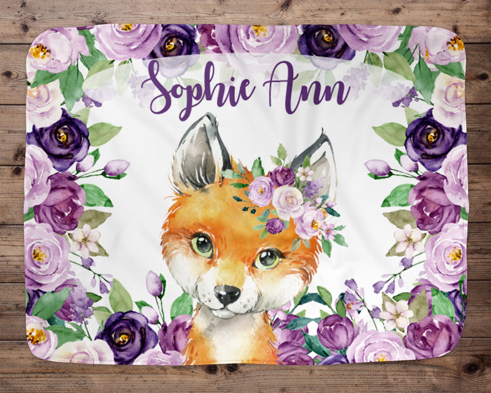 Personalized Baby Fox Blanket Baby Blanket Name Baby Etsy