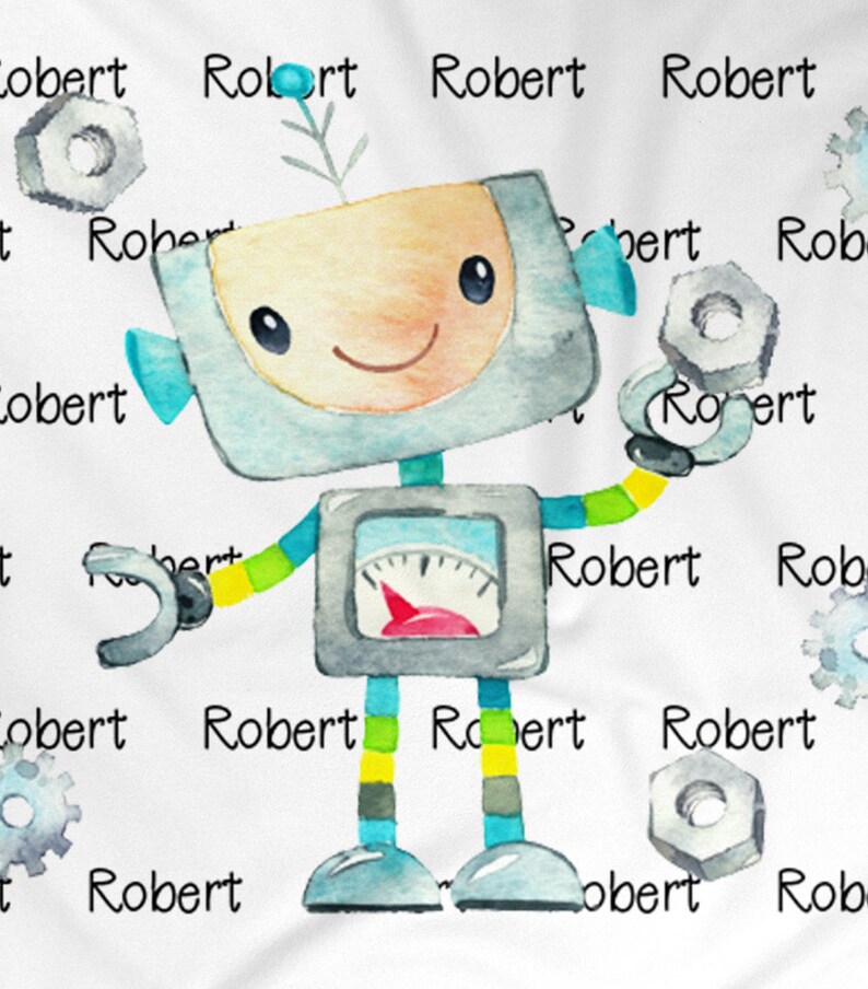 Custom Robot Baby Blanket Baby Blanket Name Baby Blanket Etsy