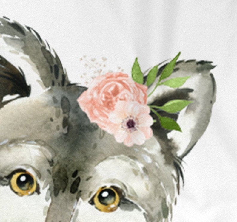 Name Baby Blanket Baby Girl Gift Girl Wolf Personalized Baby Girl Blanket Blanket Girl Baby Blanket Floral Baby Wolf Blanket Peach