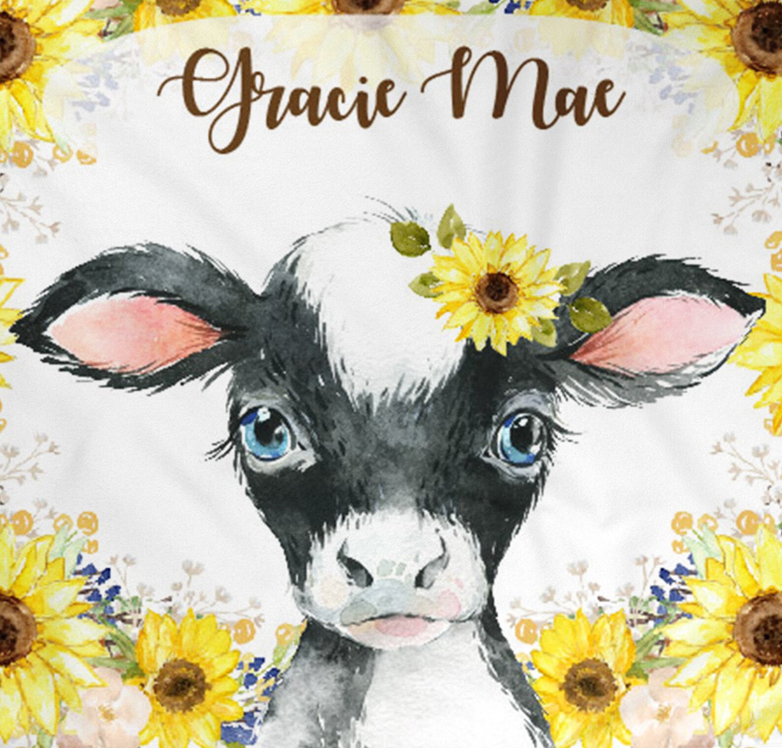 Cow Personalized Baby Girl Blanket Baby Blanket Name Baby Etsy