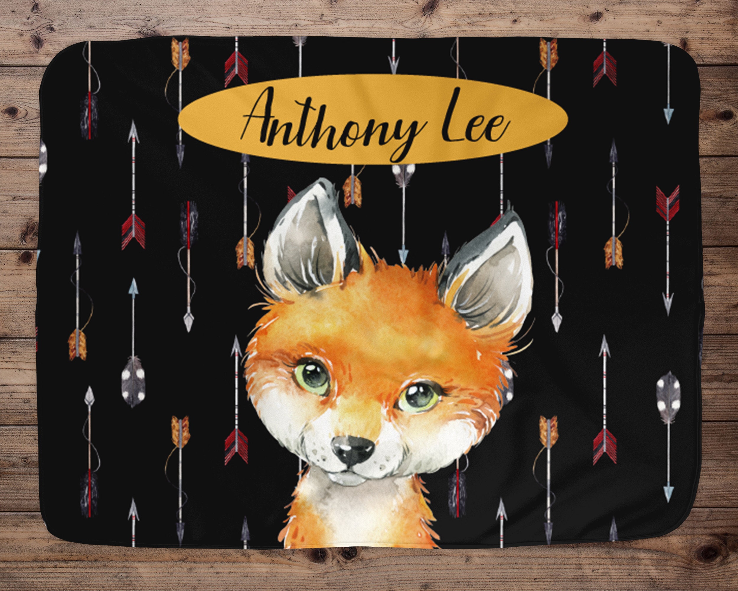 Personalized Baby Fox Blanket Baby Blanket Name Baby Etsy