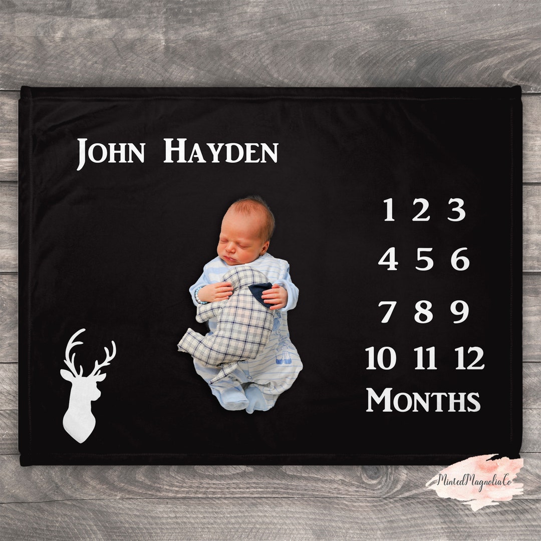 Buck Milestone Blanket Deer Milestone Baby Blanket Woodland Etsy
