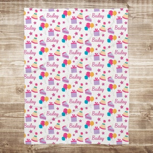 Personalized Girl Birthday Celebration Blanket, 1st Birthday Blanket, Name Baby Blanket, Baby Girl Gift, Blanket, Blanket Girl, Girl, Pink