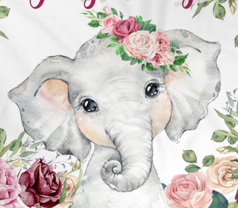 Elephant Personalized Baby Girl Blanket Baby Blanket Name Etsy