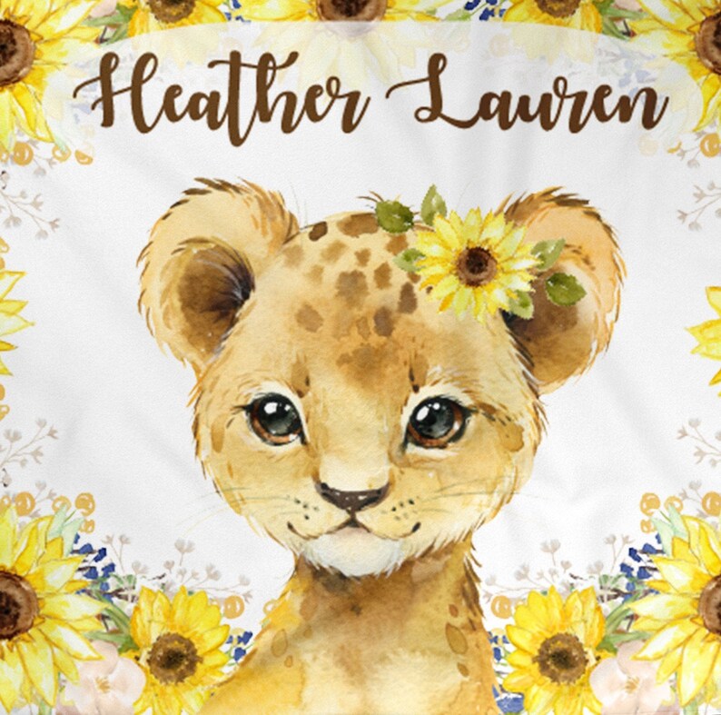 Lion Personalized Baby Girl Blanket Baby Blanket Name Baby Etsy