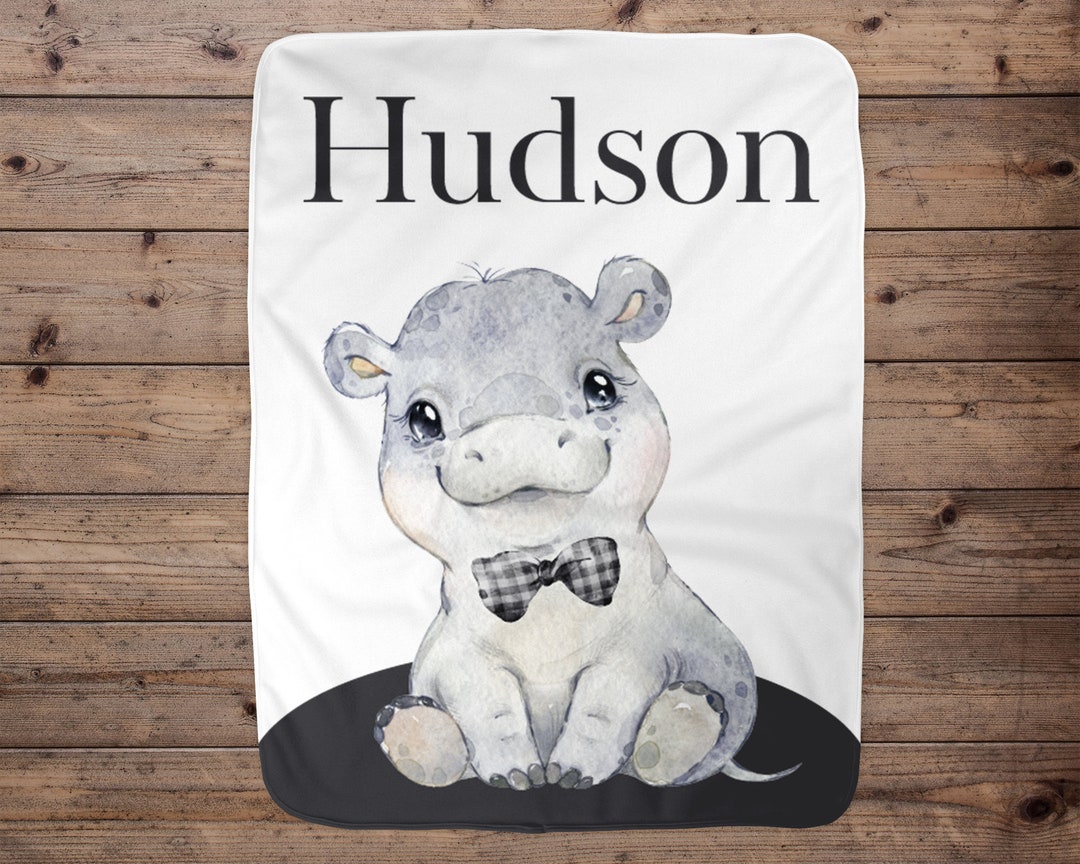 Personalized Hippo Blanket, Hippo, Custom Blanket, Blanket Boy, Baby