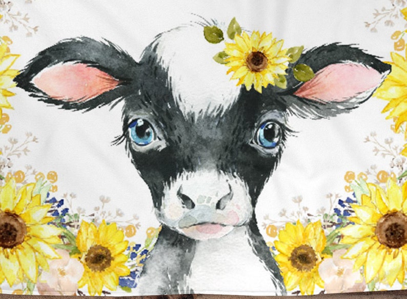 Cow Personalized Baby Girl Blanket Baby Blanket Name Baby Etsy