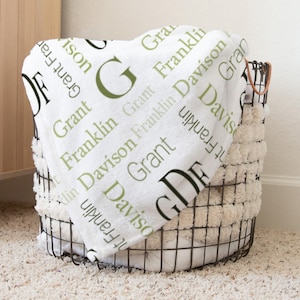 Personalized Green Baby Blanket With Name, Kid Name Blanket, Custom Blanket With Name, Custom Name Blanket, Personalized Name Gift For Baby