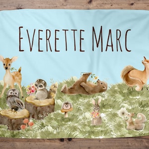 Woodland Personalized Baby Blanket, Baby Blanket, Name Baby Blanket, Boy Baby Gift, Woodland Baby, Forest Animal Blanket, Woodland Animal