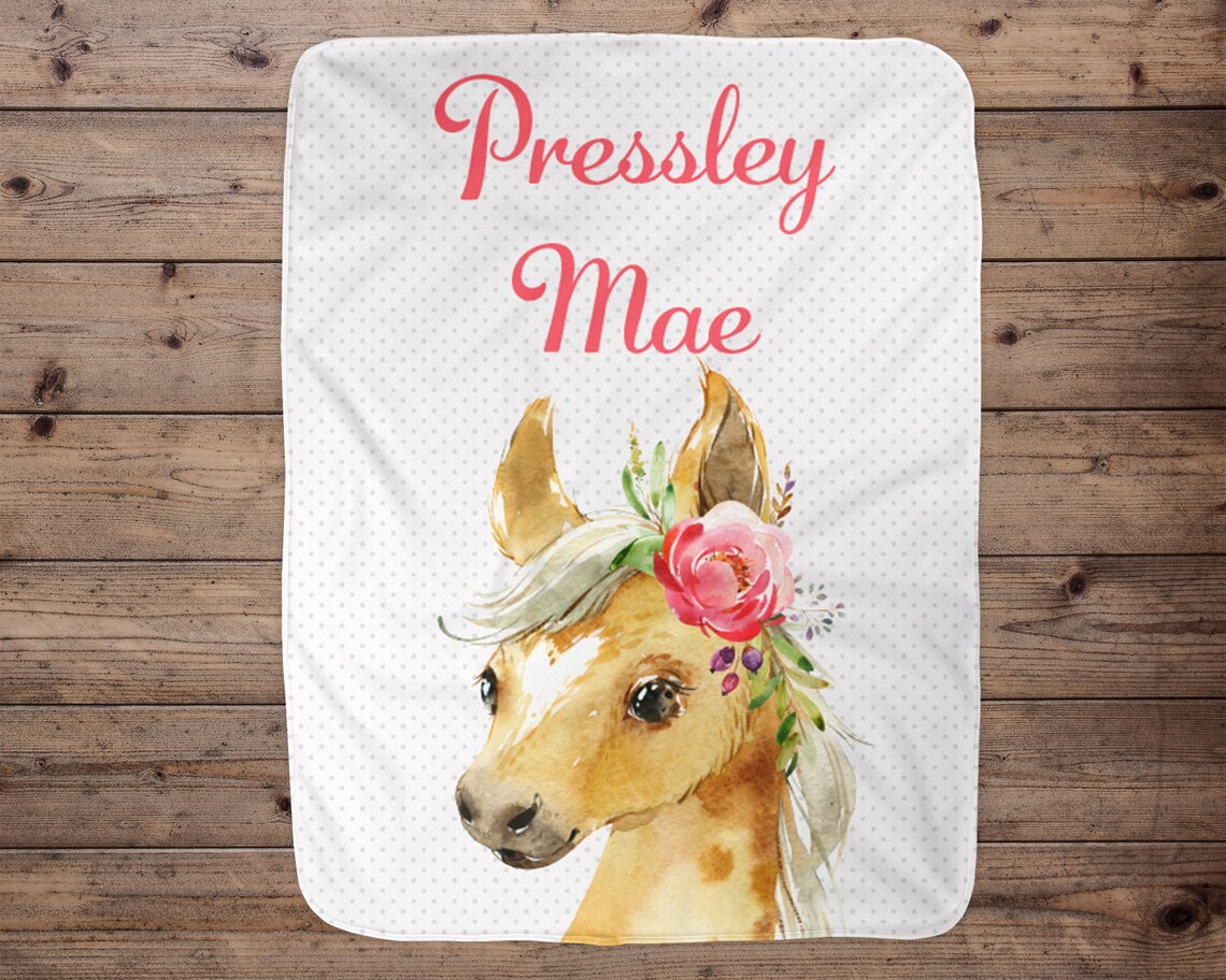 Personalized Horse Baby Blanket Baby Blanket Name Baby Etsy