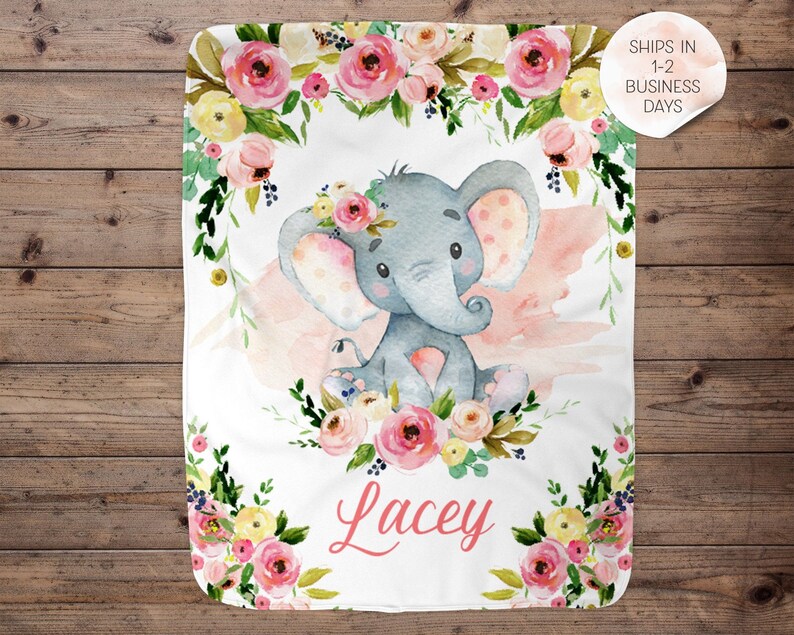 Elephant Personalized Blanket Baby Blanket Name Baby Etsy