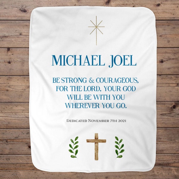 Customized Baby Boy Dedication Blanket Gift, Baby Baptism Gift Idea, Christian Baby Boy Blanket, Baby Dedication Gift Idea, Religious Baby