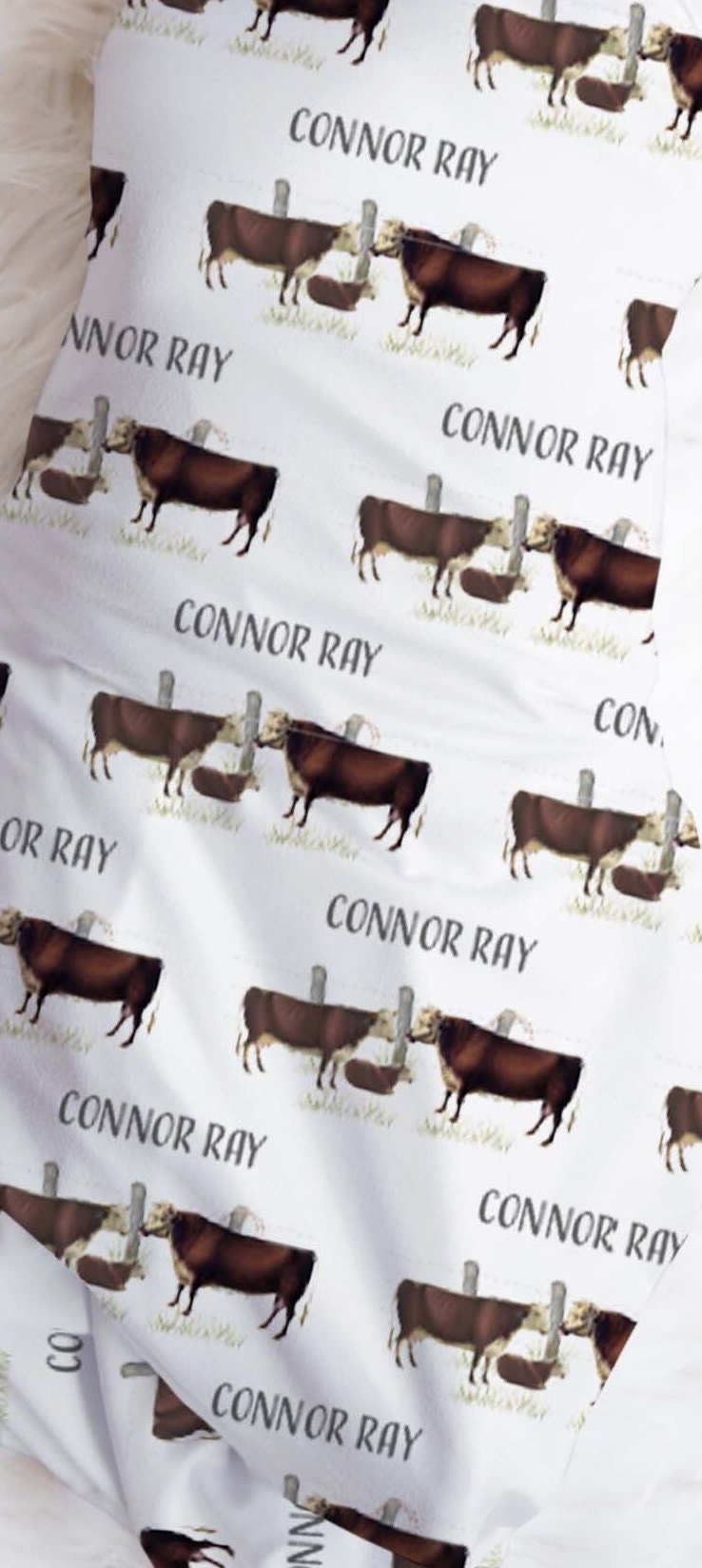 Personalized Hereford Cattle Baby Name Custom Swaddle Gift Etsy