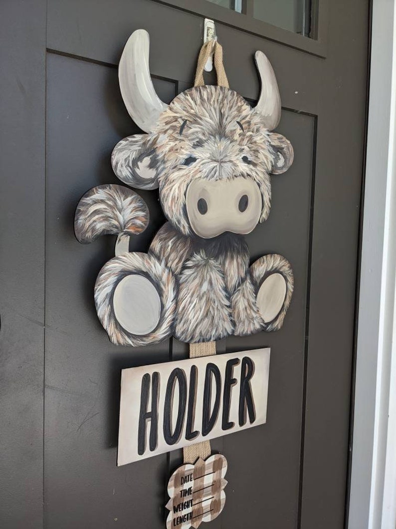 Highland Cow Baby Door Hanger Etsy