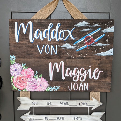 Hospital Door Hanger for Twins // Twin Nursery Decor // Pink Etsy