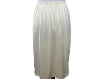 Vintage VANITY FAIR Cream White Nylon Half Slip Skirt Size M Medium 26" Lace
