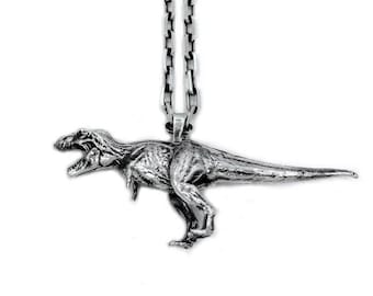 T-Rex Pendant, Jurassic Park Dinosaur Jewelry, T Rex Dinosaur Necklace Pendant on 24" Chain Necklace, Dino Lover Gift, Tyrannosaurus Rex