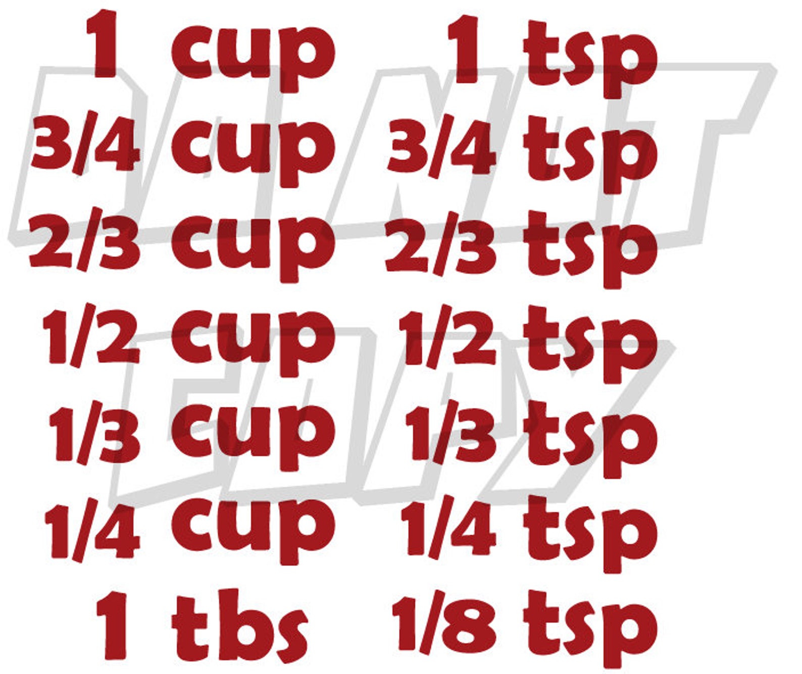 Measuring spoon and cup labels Vinyl stickers in custom Etsy