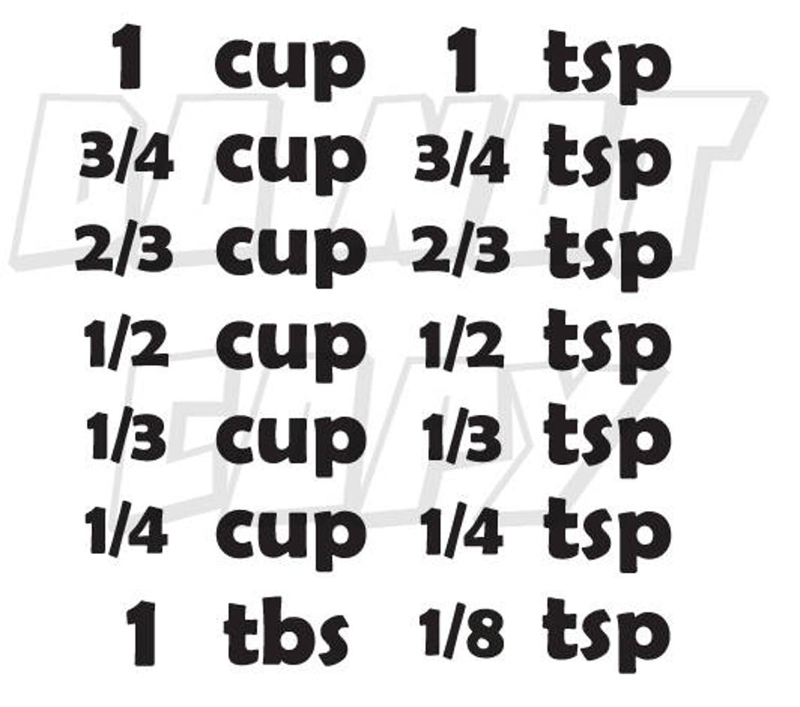 Measuring spoon and cup labels Vinyl stickers in custom Etsy