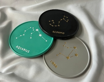 Constellation Zodiac Sign Jesmonite Coasters || horoscope decor, star sign coaster, astrology sign, astrological gift, celestial coaster set