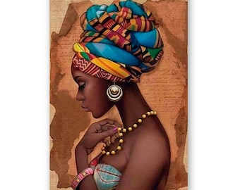 African Woman Poster Print - Magnetic Wood Hanger - Black Heritage Home Office Workplace Wall Décor